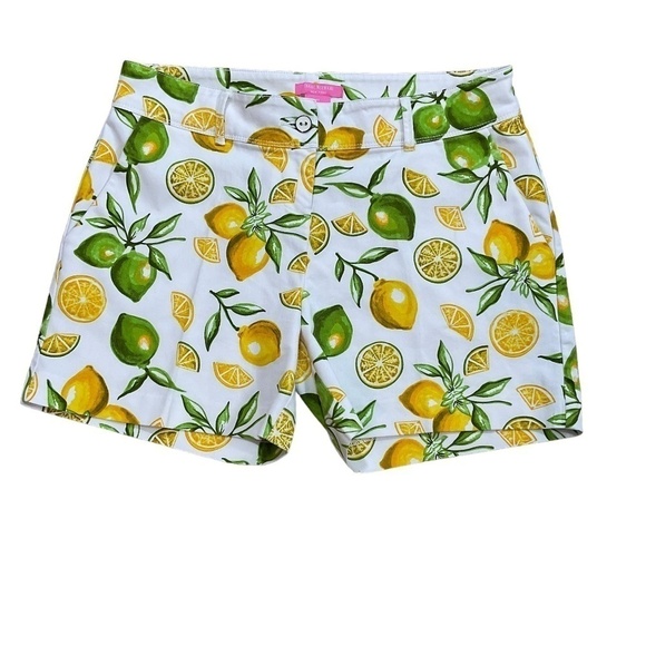 Isaac Mizrahi New York Lemon Lime Scattered Print Tailored Shorts size 10 - Picture 1 of 10